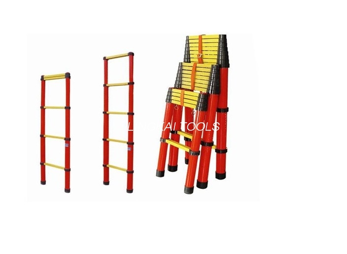 FRP Fiberglass Telescoping Ladder , Insulated Fiberglass Telescopic Ladder