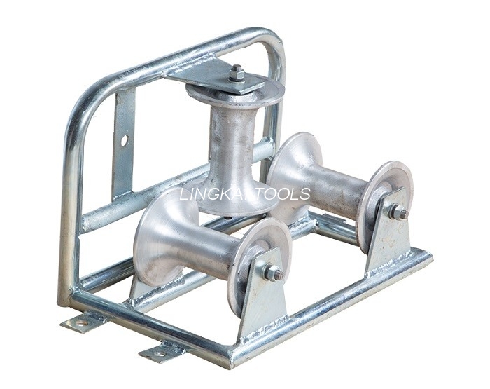 Triple Corner Ground Cable Roller Pulling Roller na may Aluminum Alloy Wheels
