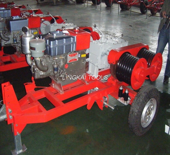 Honda Engine 5 Ton Double Capstan Winch Cable Pulling Machine Para sa Power Construction