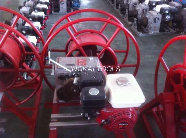 Petrol Engine Powered Cable Winch Puller 5 Ton Para sa Conductor Take Up / Stringing