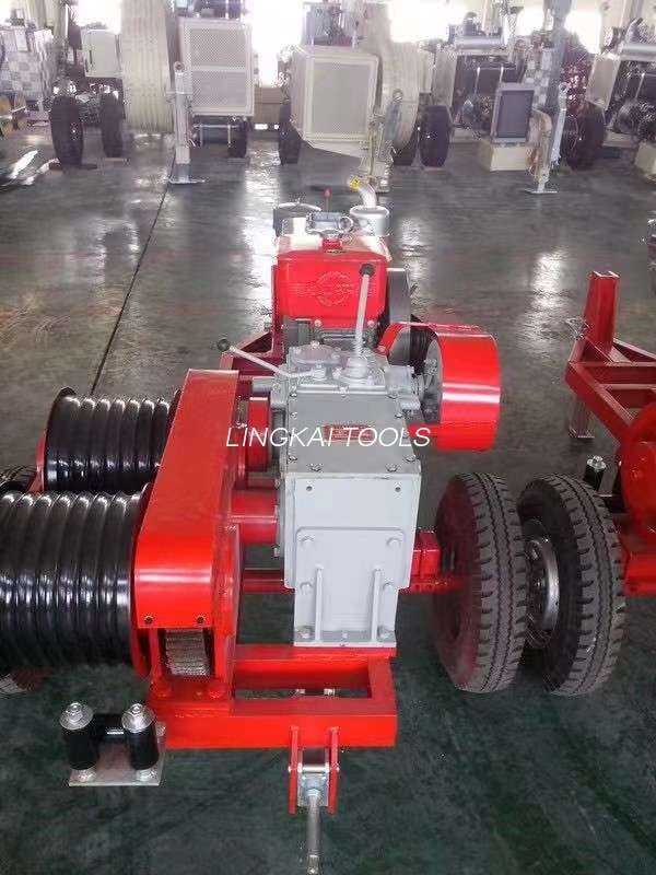 50KN Trailer Motorized Winches Para sa Overhead Line Stringing